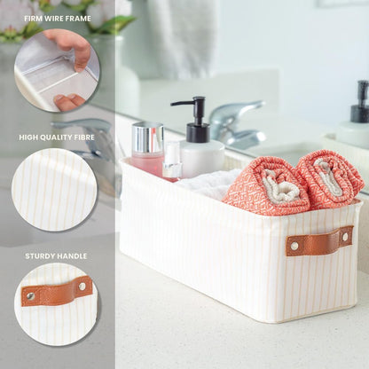 OrganiHaus Large Fabric Storage Baskets for Shelves 3 Pack, 15x11in Closet Storage Bins for Shelves, Cloth Baskets, Fabric Storage Cubes, Linen Closet Organizers, Fabric Basket, White Basket - PuriLite