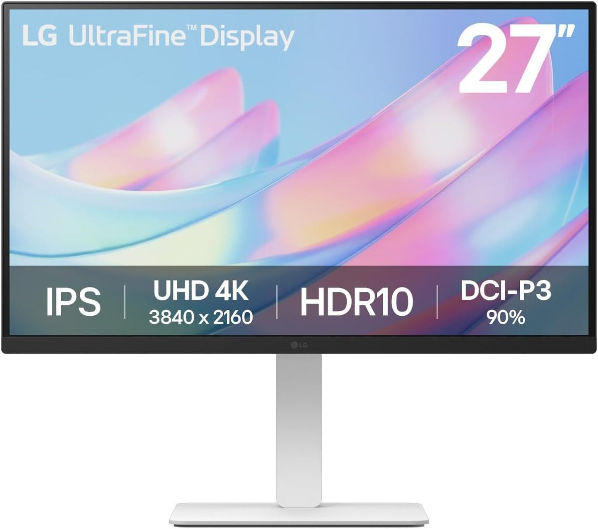 LG 27" 27BA45U-B 27" Ultrafine UHD (3840 x 2160) 4K IPS Monitor – 5ms 60Hz HDR10, DCI-P3 90%, Tilt/Height/Swivel/Pivot Adjustment, HDMI & DisplayPort, Eye Comfort, Black - PuriLite
