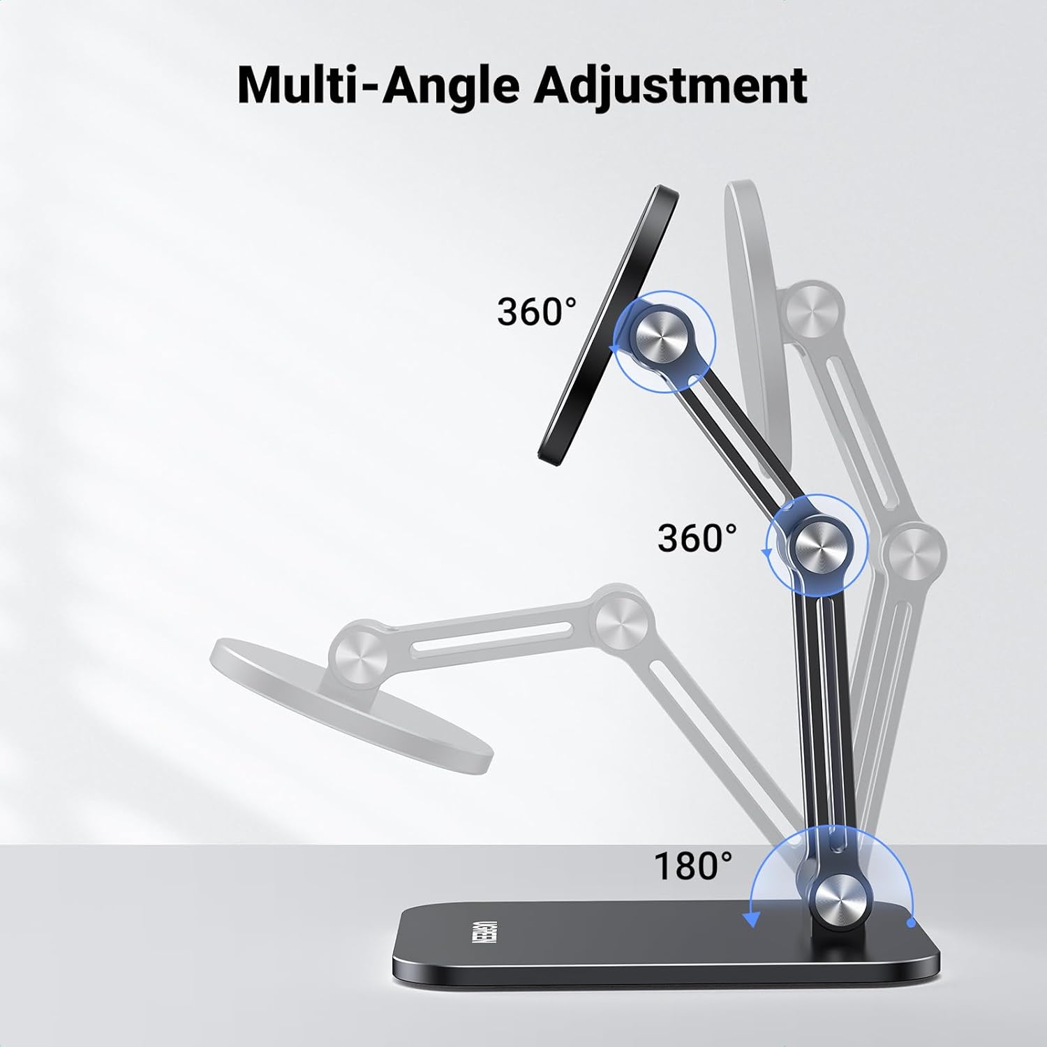 UGREEN Magnetic Phone Stand Compatible with MagSafe, Angle Adjustable Aluminum Holder for Desk, Thick Base Compatible for iPhone 16 15 14 13 12 Pro - PuriLite