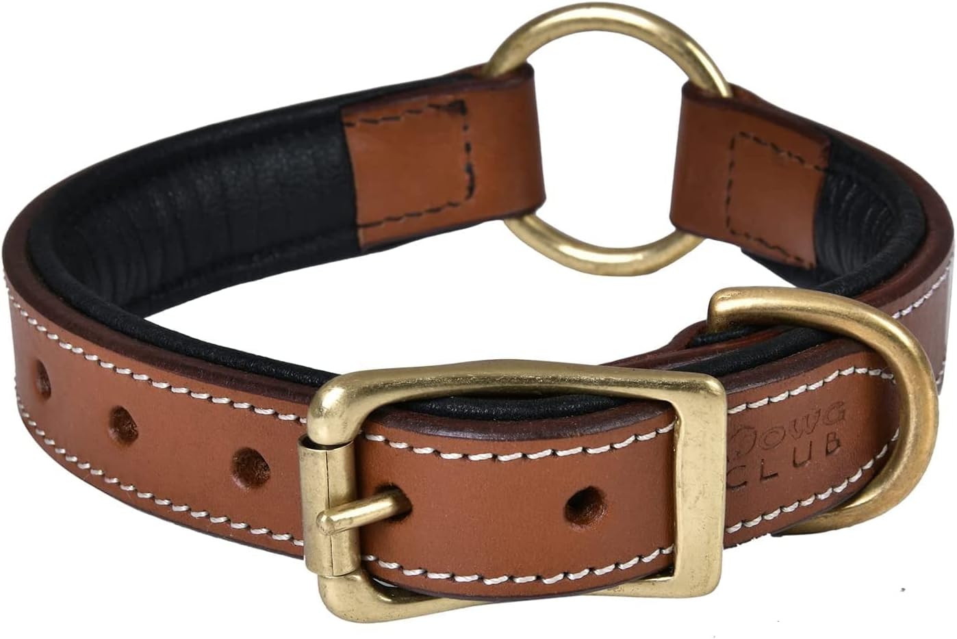 DowgClub | Genuine Leather Dog Collar | Full Grain, Heavy Duty | Comfortable, Strong | Best for Pups, Small, Medium & Large Breeds | Pink, Brown, Black, Tan - PuriLite