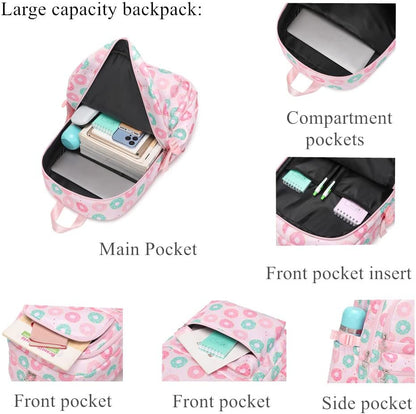 3Pcs Daisy Prints Backpack for Girls Bookbag set Primary School Daypack Elementary Students Knapsack with Lunch Box - PuriLite