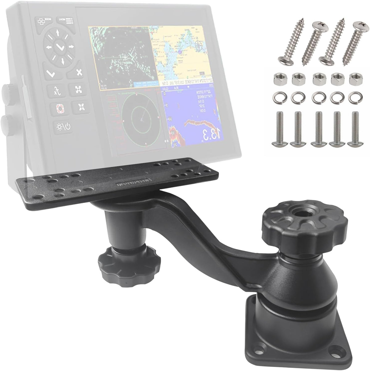Beigaoxu Cross arm Fish Finder Mount HB01, Used to Fix Fish Finder and Chart Plotters, Compatible with More Marine Electronic Devices Such as Garmin, Lowrance, Etc - PuriLite