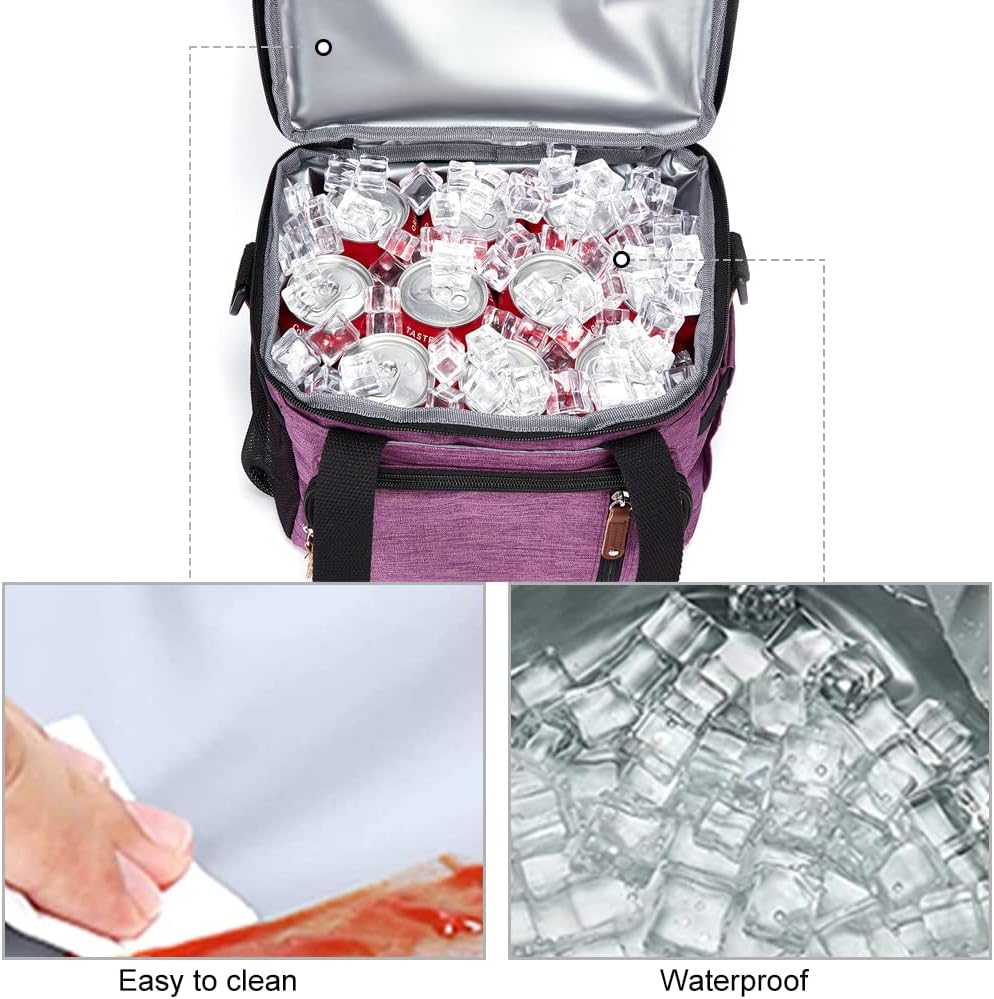 Lunch Bag Women Insulated Lunch Box for Work, Purple Expandable Large Lunch Bags, Leakproof Double Deck Lunch Box Cooler Bag（Purple） - PuriLite