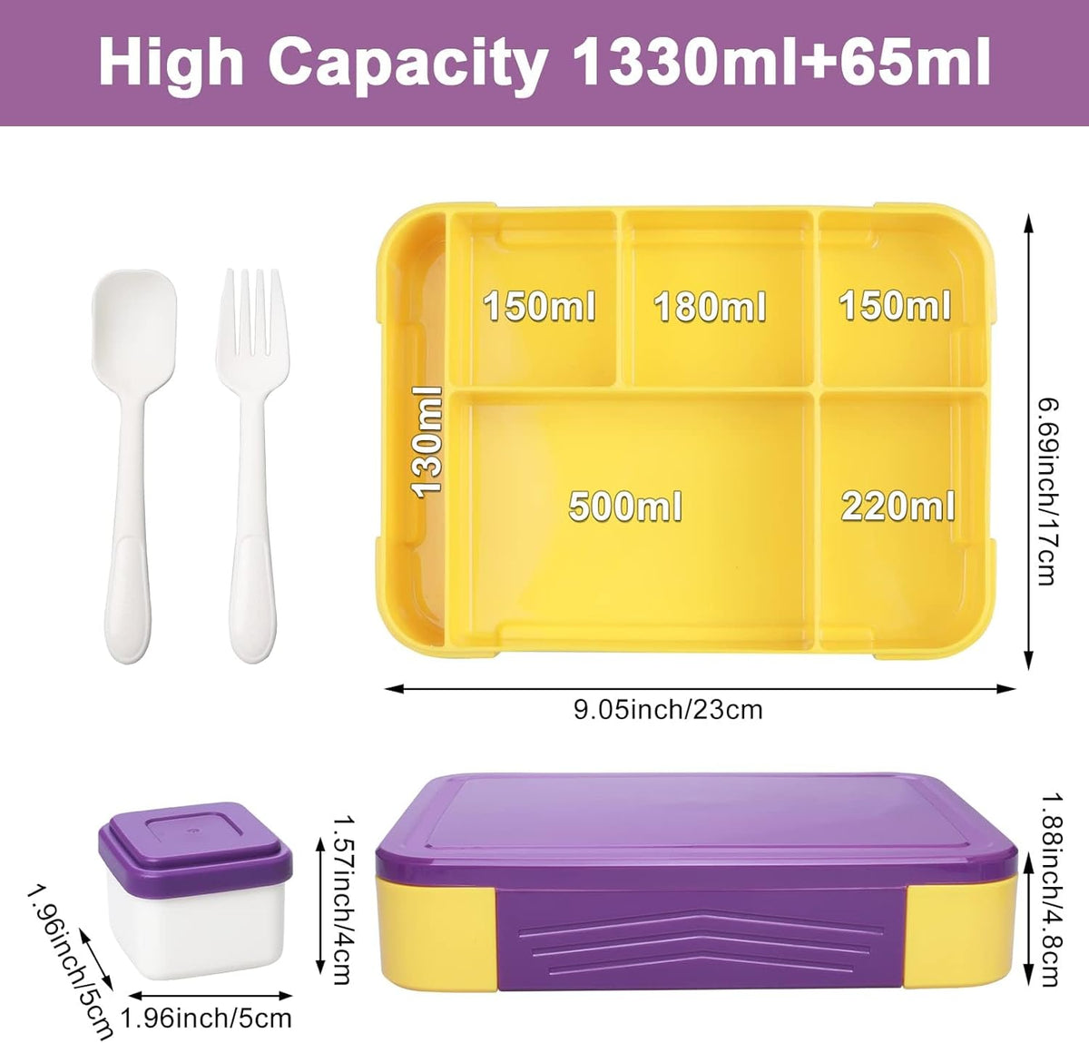 Hap Tim Bento Box Lunch Box for Kids (CA1265-BL) - PuriLite