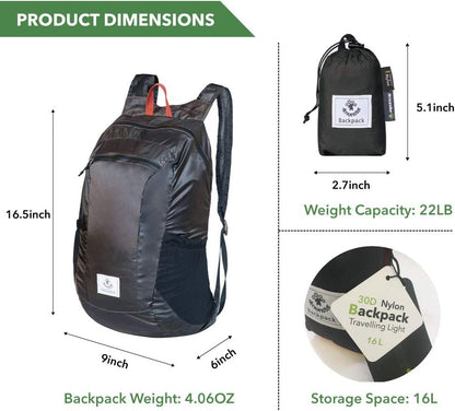 4Monster Hiking Daypack,Water Resistant Lightweight Packable Backpack for Travel Camping Outdoor - PuriLite