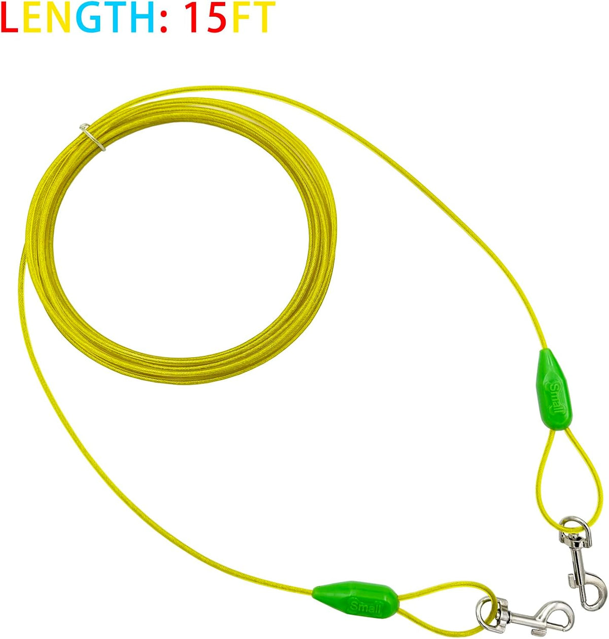 Petest 25ft Reflective Tie-Out Cable for Small Dogs Up to 35 Pounds - PuriLite