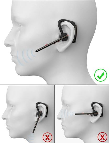 Bluetooth Headset V5.2 New Bee Bluetooth Earpiece CVC8.0 Dual Mic Noise Cancelling Wireless Handsfree 24Hrs Talktime Driving Headset with Mic Mute for iPhone Android Smartphone Business Office - PuriLite