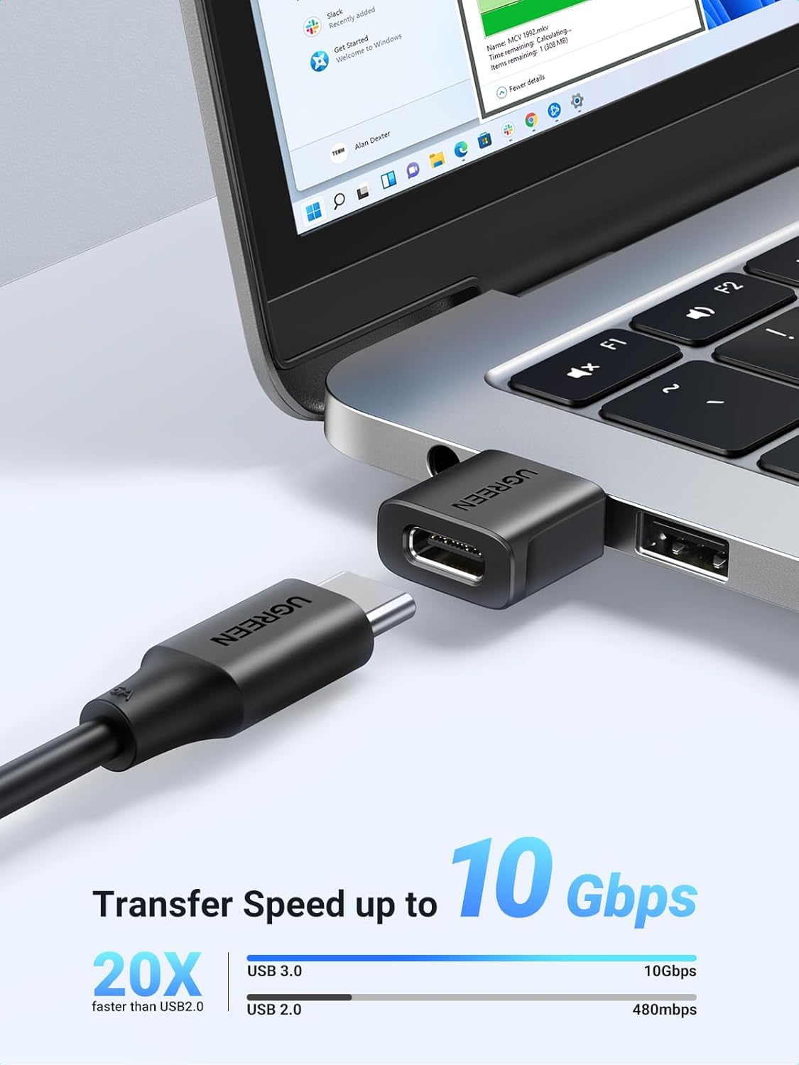 UGREEN USB to USB C Adapter 3 Pack, 10Gbps Data Transfer USB A to USB C Adapter Car Charger Adapter for iPad iPhone 16 15 Pro Max Galaxy S24 S23 Pad Air Mini, Car Play, PC/Laptop,Hard Drive Enclosure - PuriLite