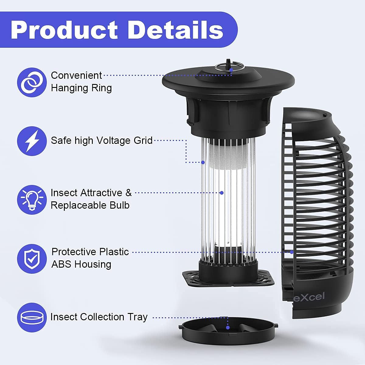 2 Pack Bug Zapper Electric Fly Swatter Zapper - Indoor Outdoor Zapping Racket for Pest Control - Safe to Touch with 3-Layer Safety Mesh - PuriLite