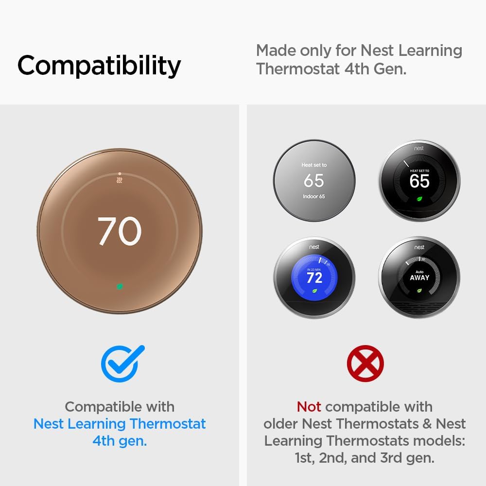 Spigen Wall Plate Designed for New Google Nest Learning Thermostat 4th Generation (2024) Wall Plate - Matte Black - PuriLite