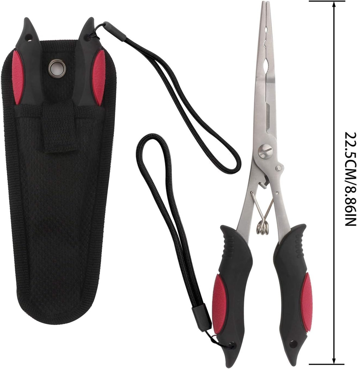 Fishing Pliers Stainless Steel Hook Remover Braid Cutter Rustproof Saltwater Split Ring Pliers Fishing Multi-Tools with Sheath and Lanyard - PuriLite