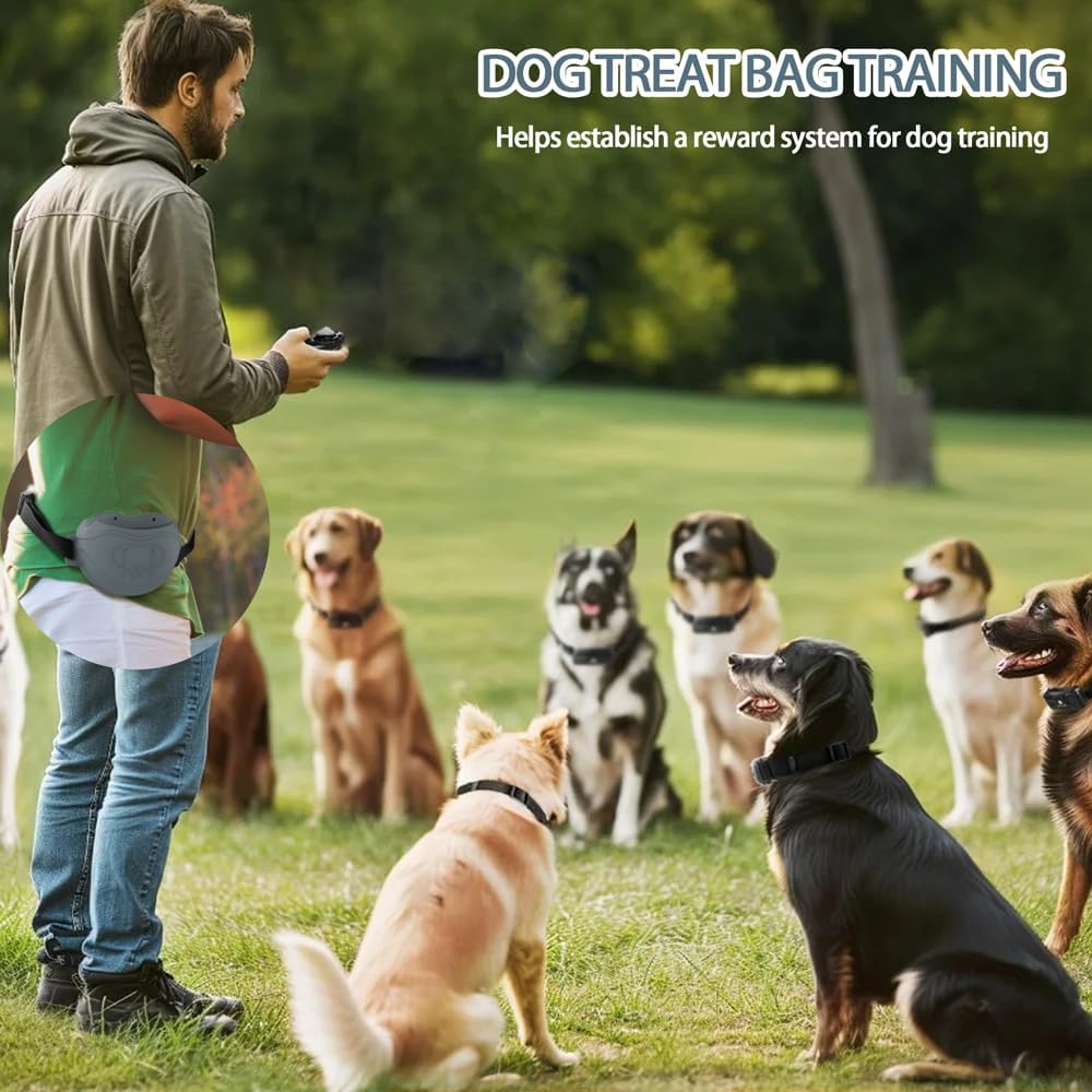 TUCANA Silicone Dog Treat Pouch for Pet Training – Upgraded 4 Strong Magnets Enhanced Magnetic Closure, Ease of Cleaning, Come with Adjustable Wasit Belt and Effective Dog Clicker (Grey) - PuriLite