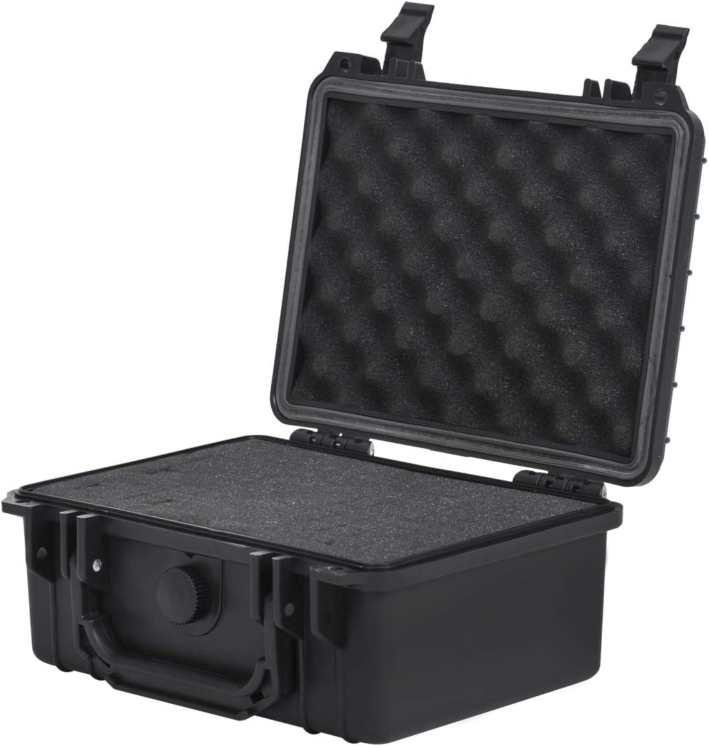 MEIJIA Portable Waterproof Protective Hard Case,Camera Case with Customizable Fit Foam Inserted, Elegant Black (9.17"x 7.56"x4.33") - PuriLite