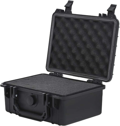 MEIJIA Portable Waterproof Protective Hard Case,Camera Case with Customizable Fit Foam Inserted, Elegant Black (9.17"x 7.56"x4.33") - PuriLite