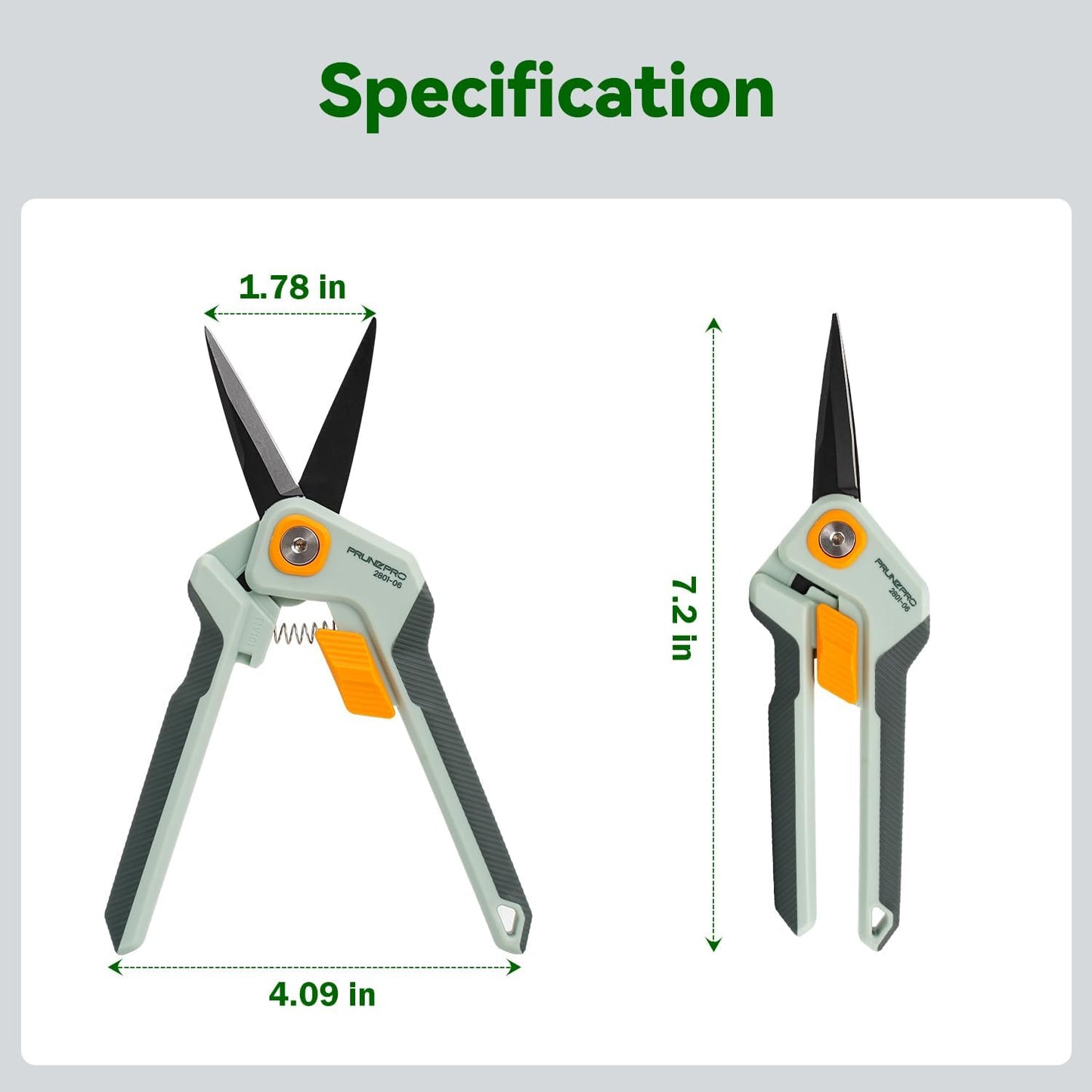 PrunePro Garden Scissors Pruning Shears Sharp Stainless Steel Non-Stick Teflon Coating Blade for Precise Cuts Garden Snip Bonsai Clippers for Plants Rose Flower - PuriLite
