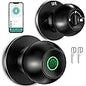 FITNATE Fingerprint Door Knob, Smart Biometric Door Lock with App Control, Keyless Entry Door Knob with Bluetooth Digital Code, Touch to Open Knob for Bedroom,Home,Hotel,Office, Black - PuriLite