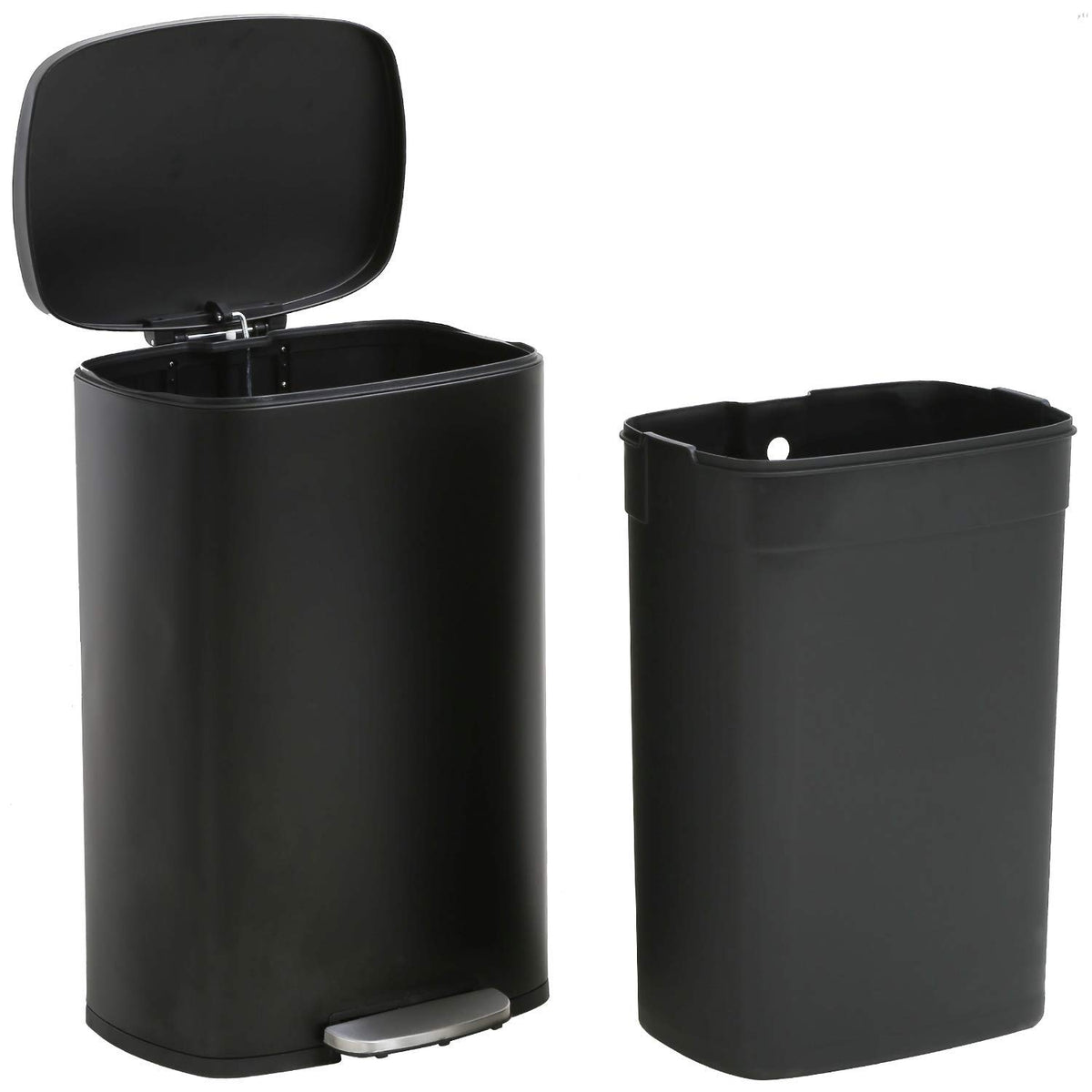 13 Gallon/50 L Garbage Can Kitchen Trash Can with Lid for Office Bedroom Bathroom Step Trash Bin Fingerprint-Proof Brushed Stainless Steel - PuriLite