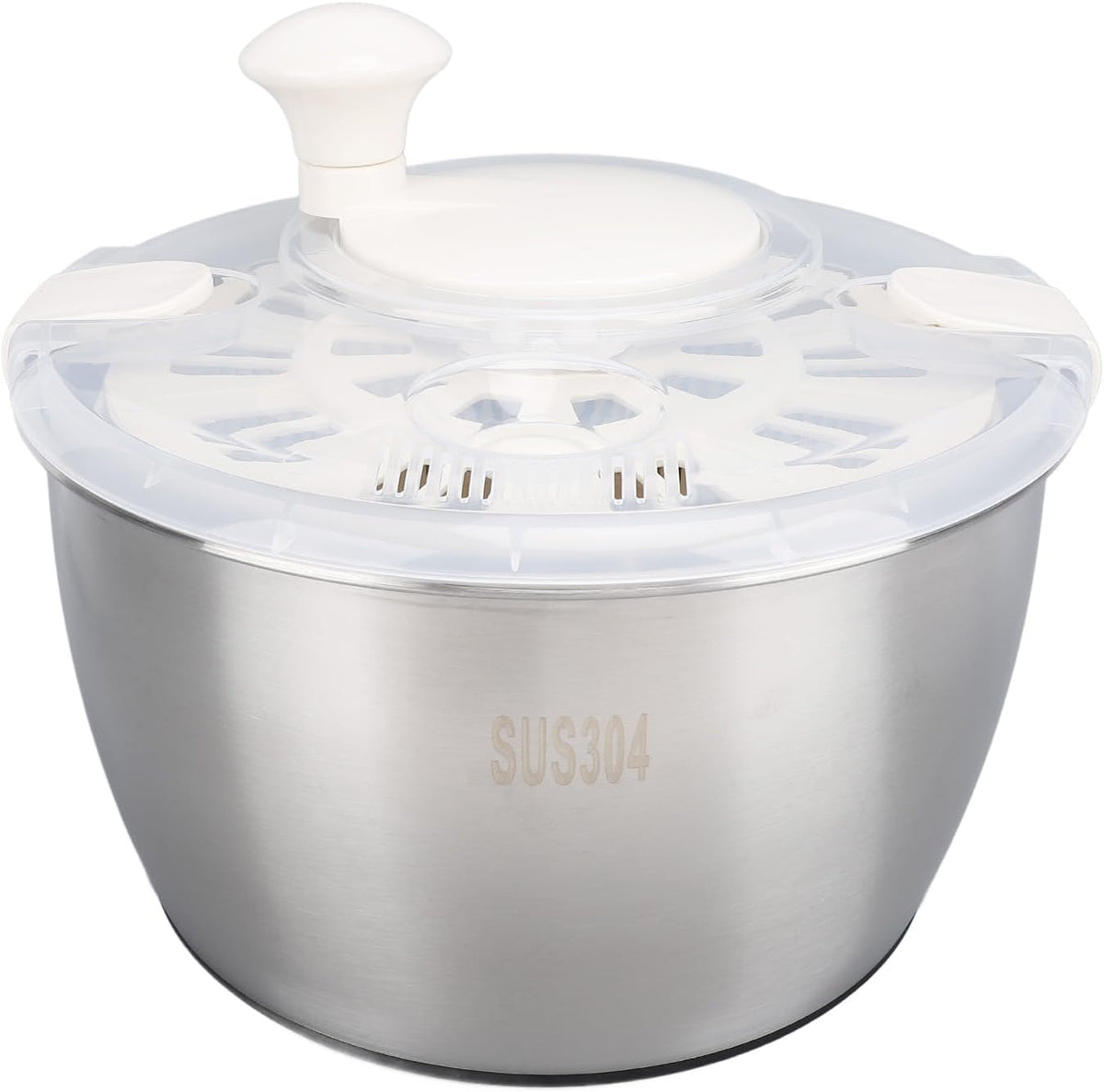 Stainless Steel Salad Spinner 5L Multifunctional Lettuce Spinner Vegetable Dryer with Lid Drain Bowl Colander for Home Kitchen - PuriLite