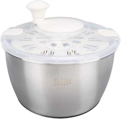 Stainless Steel Salad Spinner 5L Multifunctional Lettuce Spinner Vegetable Dryer with Lid Drain Bowl Colander for Home Kitchen - PuriLite