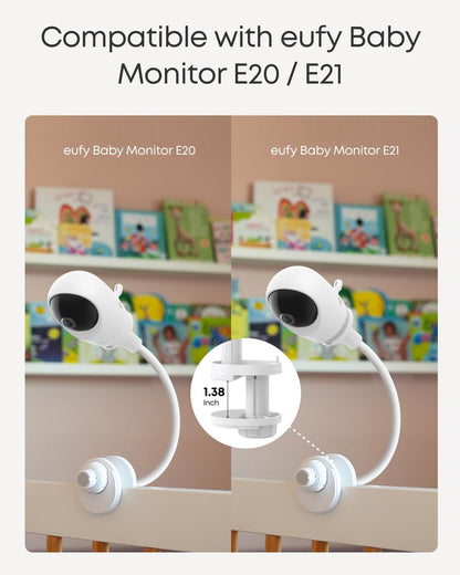 eufy Security Baby Monitor Crib Mount, Compatible with eufy Baby Monitor E20/E21, 16 Inch Flexible Arm Bracket, Attach to Baby Crib, No Tools Needed, No Wall Damage (Camera Not Included)