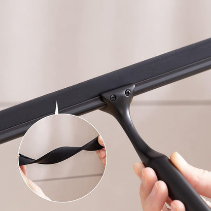 Ettori Shower Squeegee for Glass Doors, Squeegee for Shower Glass Door, Window and Car Glass, Mirrors - All-Purpose Stainless Steel Squeegee, 10 Inches and Black - PuriLite
