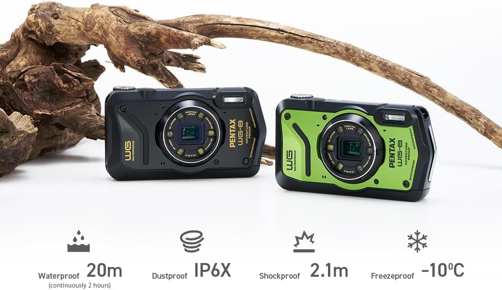 PENTAX WG-8 Black All-Weather Adventure Camera, Featuring Outstanding Waterproof, dustproof, Shock-Resistant Performance, Multi-Application Ring Light for Macro Photography and Webcam Function - PuriLite
