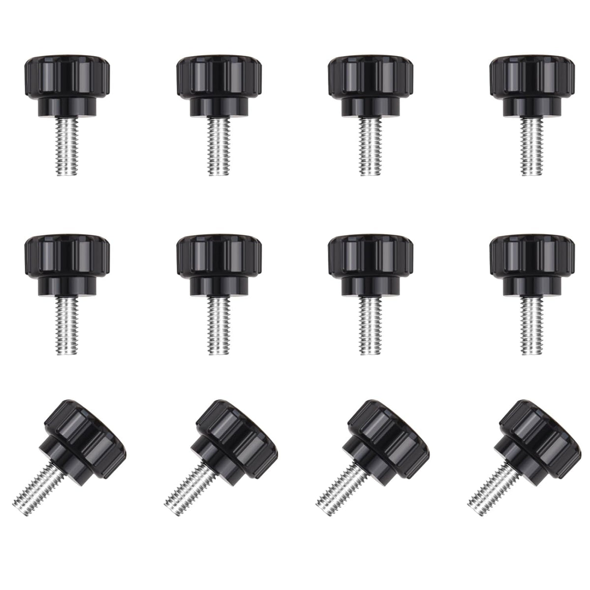 12 Pcs M4 x 10mm Threaded Knurled Thumbscrew, Carbon Steel Clamping Knobs Grip Thumb Screw Mounting Thumb Screw - PuriLite