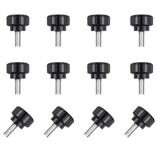12 Pcs M4 x 10mm Threaded Knurled Thumbscrew, Carbon Steel Clamping Knobs Grip Thumb Screw Mounting Thumb Screw - PuriLite