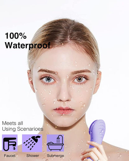 Några Coola Facial Cleansing Brush, Waterproof Electric Face Cleansing Brush Device for Deep Cleaning|Gentle Exfoliating|Massaging,Rechargeable Silicone Skin Wash Machine with Magnet Charger - PuriLite