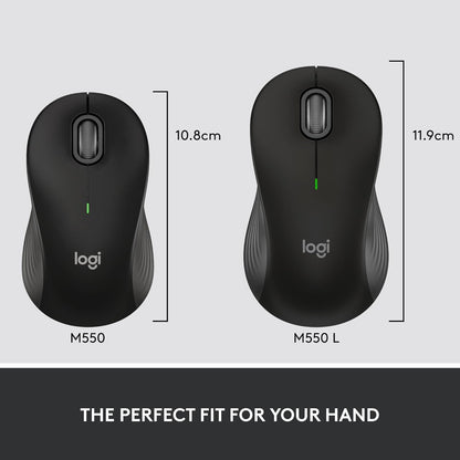 Logitech Signature M650 L Full Size Wireless Mouse - For Large Sized Hands, 2-Year Battery, Silent Clicks, Customizable Side Buttons, Bluetooth, for PC/Mac/Multi-Device/Chromebook - Black - PuriLite