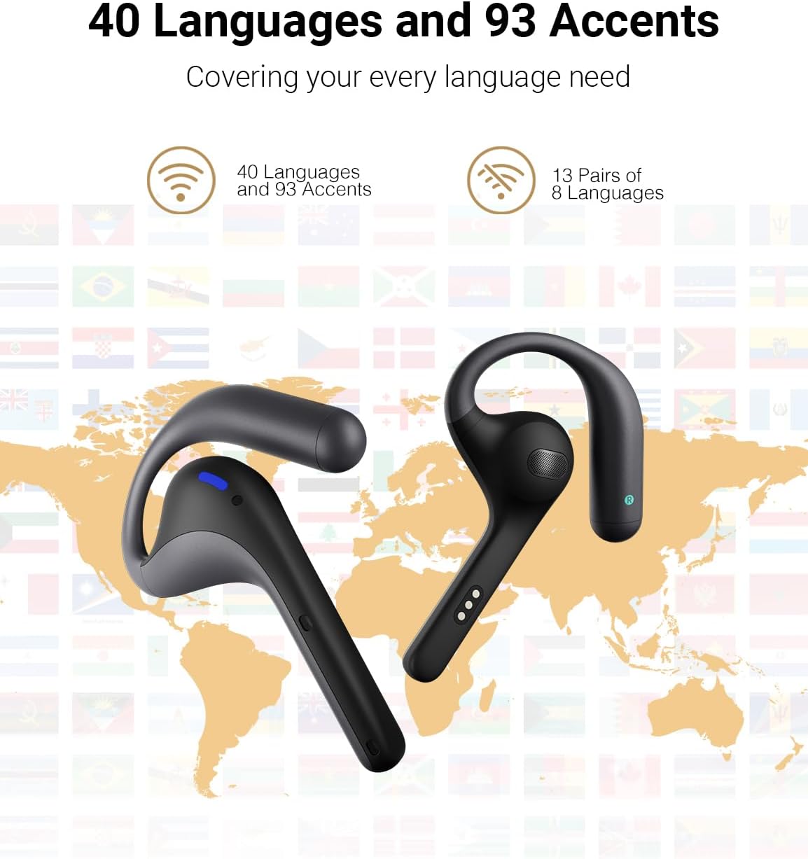 Timekettle W4 Pro AI Interpreter Earbuds,Bidirection Simultaneous Translation,Translator Device Supporting 40 Languages,Translator Earbuds for Call and Video Translation, APP Work with IOS and Android - PuriLite