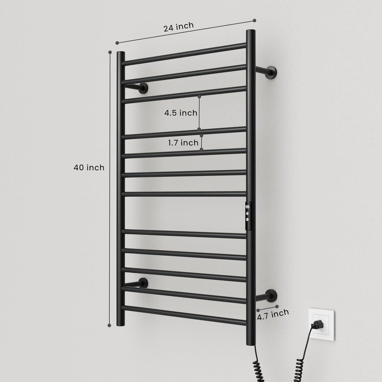 POPFLY Heated Towel Rack, Wall Mounted Electric Hot Towel Warmer, 4-Bar 304 Stainless Steel Small Heated Towel Warmer Rack for Bathroom with Timer and Temperature Control, Brushed - PuriLite