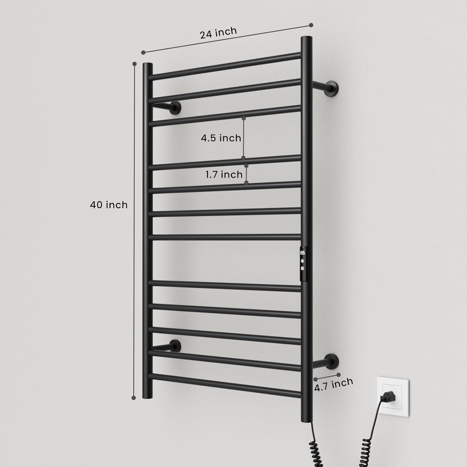 POPFLY Heated Towel Rack, Wall Mounted Electric Hot Towel Warmer, 4-Bar 304 Stainless Steel Small Heated Towel Warmer Rack for Bathroom with Timer and Temperature Control, Brushed - PuriLite
