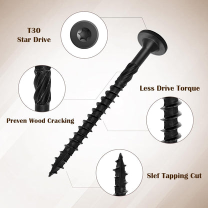 Wood Screws #14 x 6 Inch, Deck Screws 50Pcs,T30 Star Drive Outdoor Screws, Rust Resistant Timber Screws for Timber/Log/Landscaping Wood (#14 x 6) - PuriLite