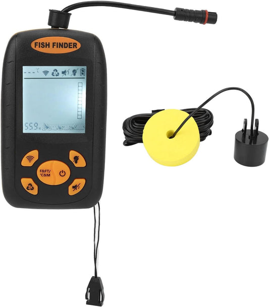 Generic Portable Fish Finder, Sonar Sensor Handheld Fish Depth Finder for Kayak Boat, Lake Fishing with Lanyard, 5 Level Sensitivity Adjustment, Fish Notification, 4-5 Hours Working - PuriLite