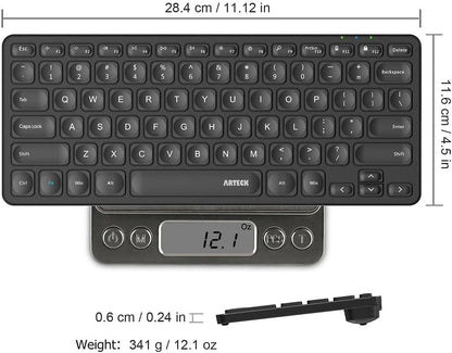 Arteck 2.4G Wireless Keyboard Ultra Slim and Compact Wireless Keyboard with Media Hotkeys for Computer/Desktop/PC/Laptop/Surface/Smart TV and Windows 10/8/ 7 Built-in Rechargeable Battery - PuriLite