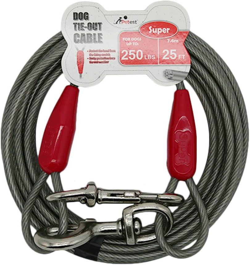 Petest 25ft Reflective Tie-Out Cable for Small Dogs Up to 35 Pounds - PuriLite