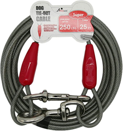 Petest 25ft Reflective Tie-Out Cable for Small Dogs Up to 35 Pounds - PuriLite