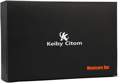 Keiby Citom Professional Stainless Steel Nail Clipper Travel & Grooming Kit Nail Tools Manicure & Pedicure Set of 18pcs with Luxurious Case (Black) - PuriLite