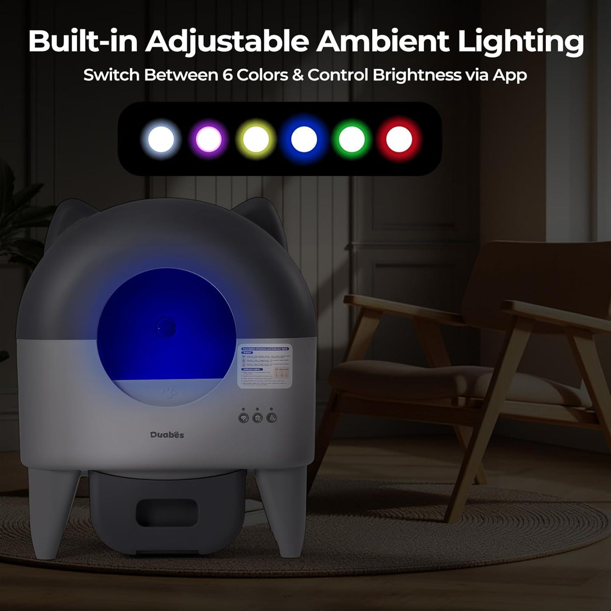 Self Cleaning Litter Box Automatic: Extra Large Self-Cleaning for Multiple Cats - APP-Controlled with Smart Sensors - Odor-Free - Safety Protection - Low Noise with Anti-Track Litter Mat - PuriLite