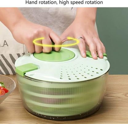 Salad Spinner Plastic Time Saving Fast Mixing Washable Rotatable Veggie Washer for Kitchen (Green) - PuriLite