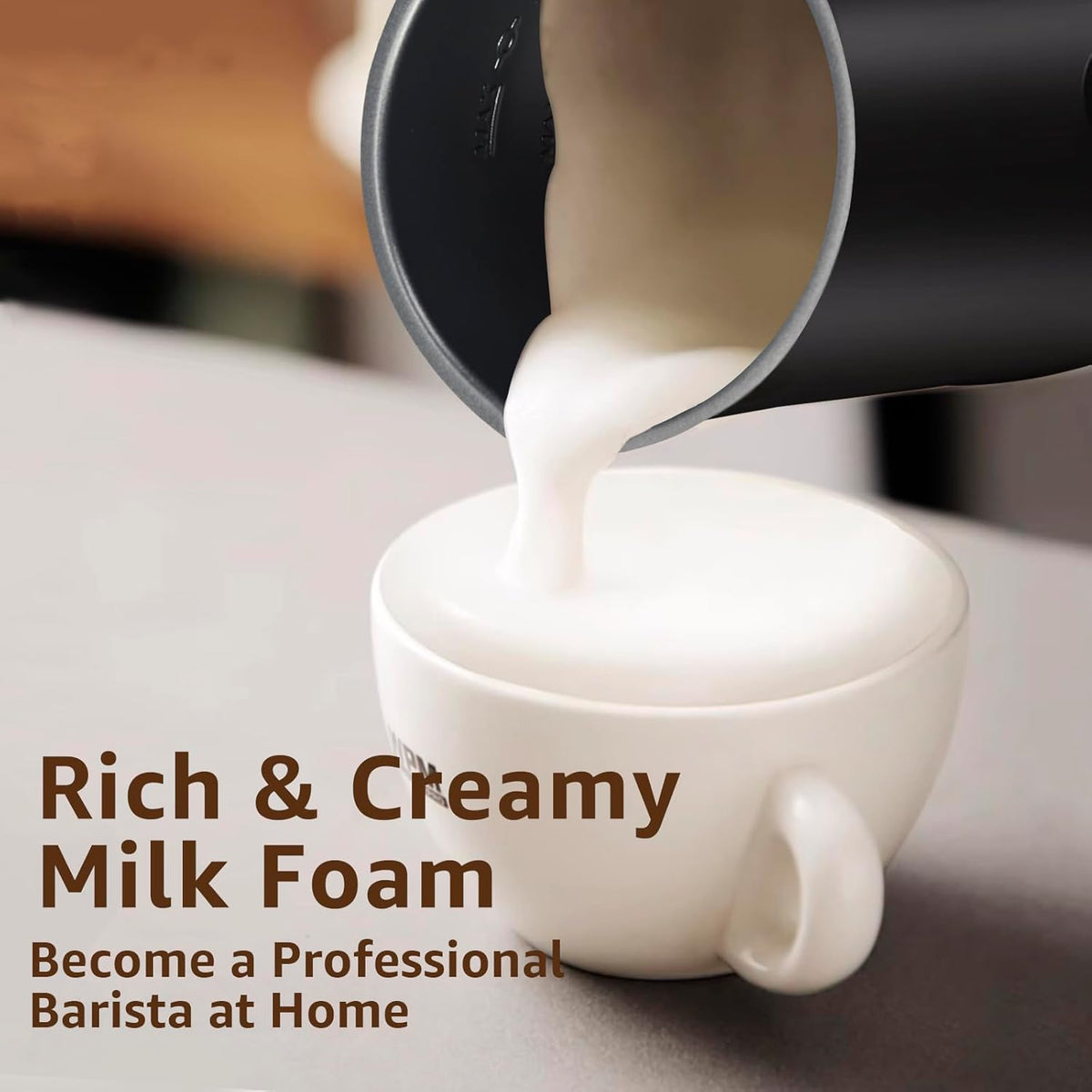 Milk Frother, 4 in 1 Electric Milk Steamer,11.8oz/350ml Automatic Warm and Cold Foam frother for Coffee, Latte, Macchiato, Cappuccino, Hot Chocolate - PuriLite