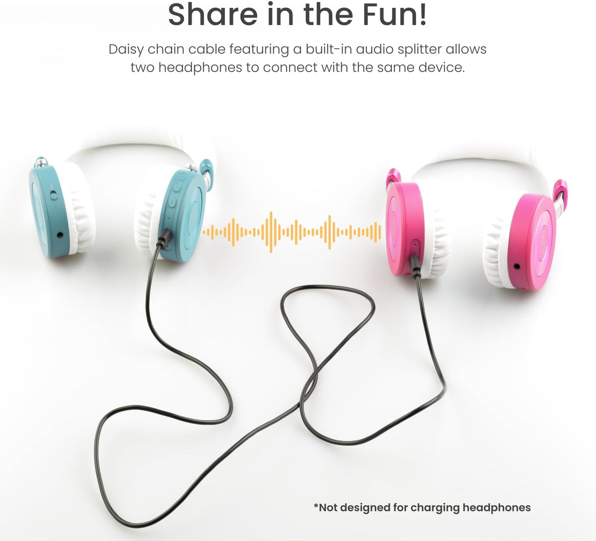 JuniorJam Plus Volume Limiting Headphones for Kids, Foldable & Adjustable Bluetooth Headphones, 22-Hour Battery Life USB-C Charging (Black) - PuriLite