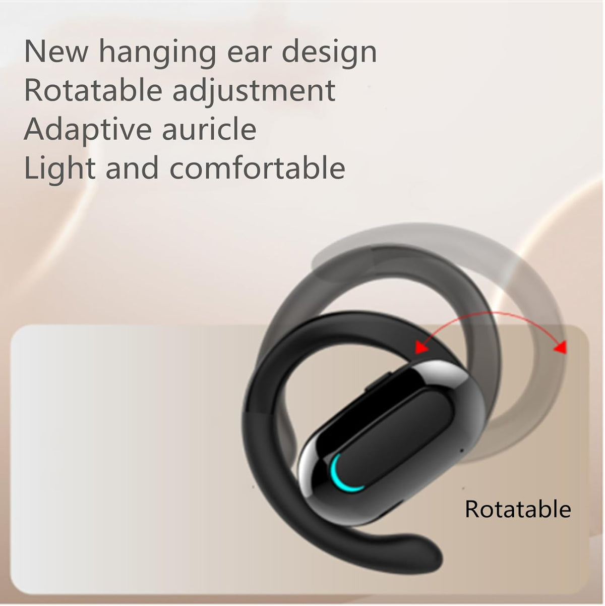 Open Ear Headphone,5.3 Bluetooth Headset for Cell Phones Wireless Earpiece Single Headset 15Hrs Talking with Noise Cancelling Mic Handsfree Earbud for iPhone Android Laptop Trucker Driver(Black) - PuriLite