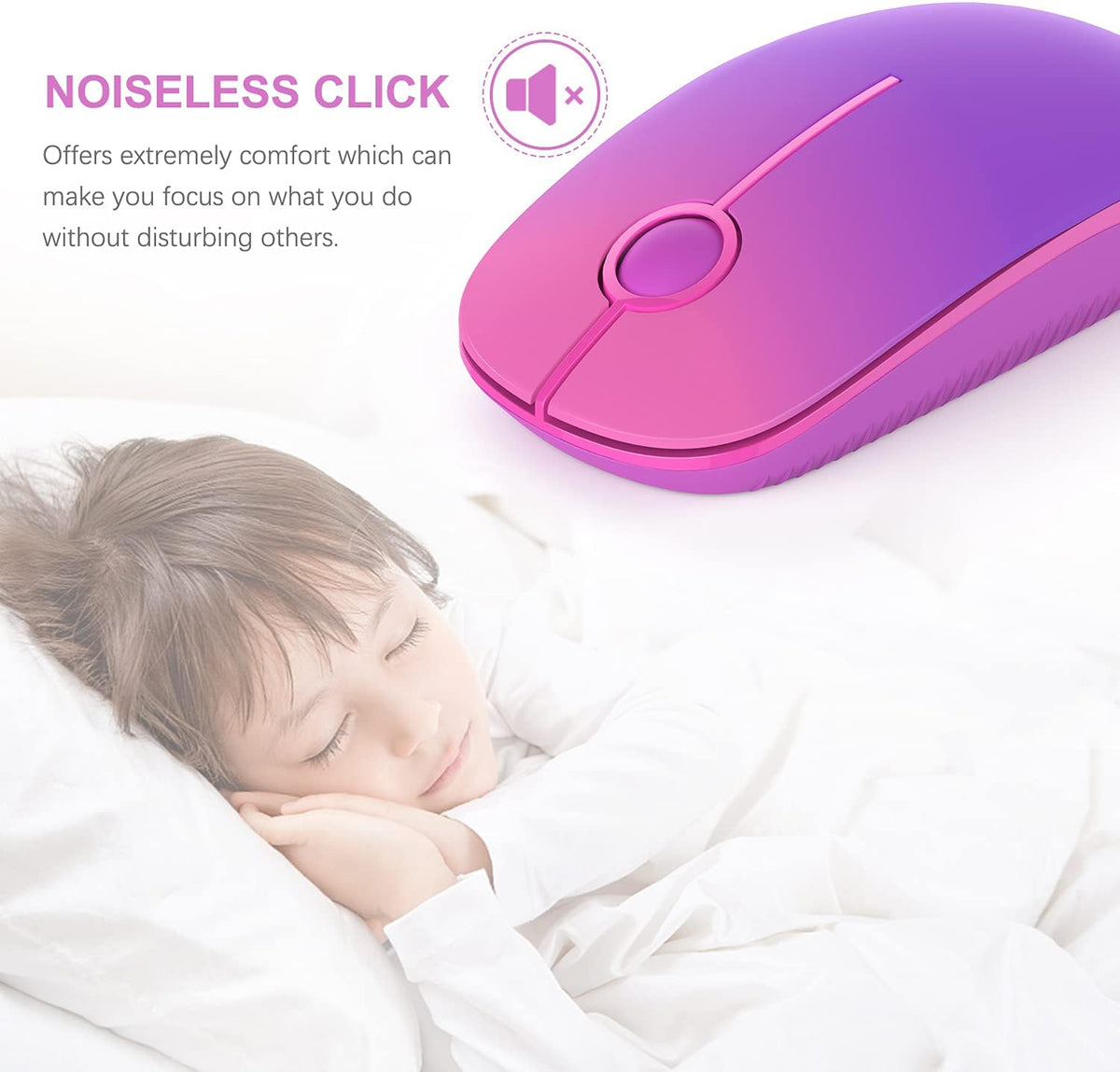 Wireless Mouse, Vssoplor 2.4G Slim Portable Computer Mice with Nano Receiver for Notebook, PC, Laptop, Computer (Black and Sapphire Blue) - PuriLite