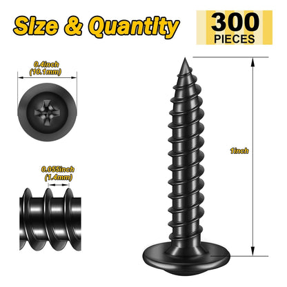 150Pcs #8 × 2" Black Screws for Wood, Phillips Truss Head Wood Screws, Quick Metal Self Tapping, Zinc Plated Steel, Truss Head Screws by Mywish - PuriLite