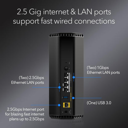 NETGEAR Nighthawk Tri-Band WiFi 7 Router (RS300) - Security Features, BE9300 Wireless Speed (up to 9.3Gbps) - Covers up to 2,500 sq. ft., 100 Devices - 2.5 Gig Internet Port - PuriLite