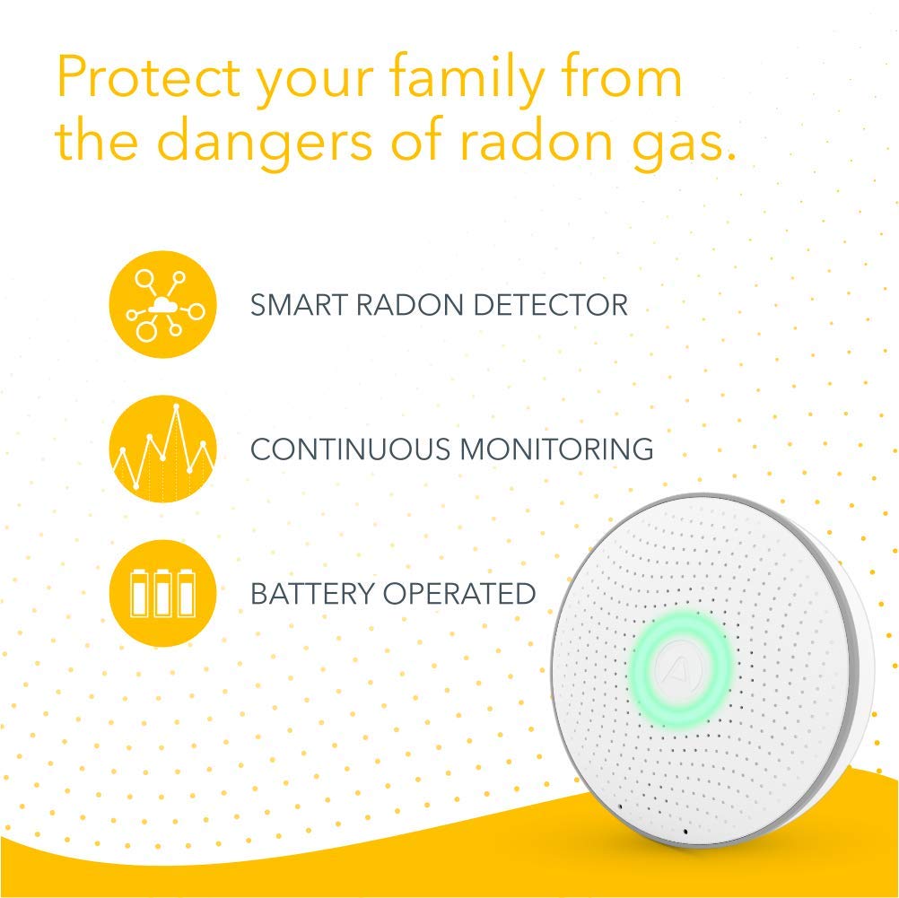 Airthings Wave Radon - Smart Radon Detector with Humidity & Temperature Sensor – Easy-to-Use – Accurate – No Lab Fees – Battery Operated - Free App - PuriLite