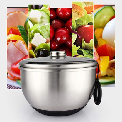 Salad Spinner Manual Large Capacity Fruit Vegetable Dryer, Ring Pull Type Multifunctional with Drain Sieve Quick Dry, Stainless Steel - PuriLite
