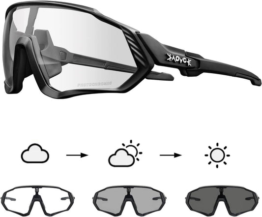 KAPVOE Photochromic Cycling Glasses Men Women Mountain Bike Sunglasses Clear MTB Bicycle Riding - K9408 - PuriLite